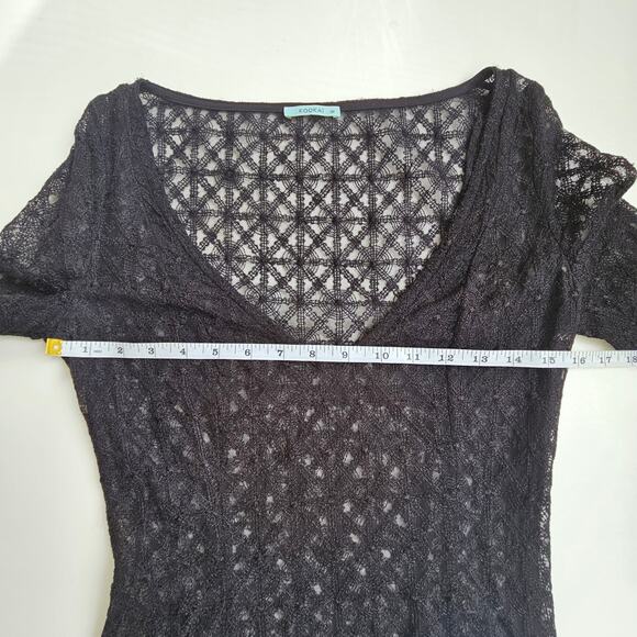 Kookai Black Geometric Lace Longsleeve Top Size 4 (36) - Picture 6 of 8